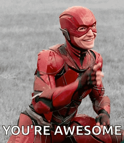 A Picture Of The Flash With The Words You 'Re Awesome Underneath Him GIF