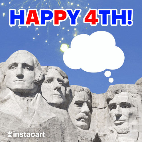 A Picture Of The Mount Rushmore With The Words Happy 4Th Written Above It GIF
