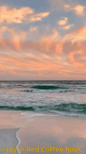 a picture of the ocean with the words lady in red coffee hour