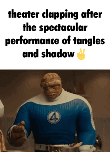 A Picture Of The Thing With The Words Theater Clapping After The Spectacular Performance Of Tangles And Shadow GIF