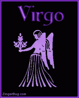 A Picture Of The Virgo Zodiac Sign With A Purple Background GIF
