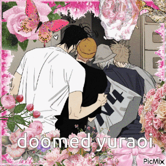 A Picture Of Three Men With The Caption Doomed Yuraoi GIF