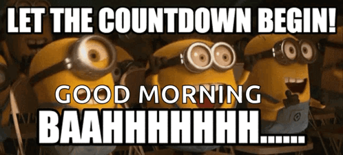 Three Minions With Let The Countdown Begin Caption GIF