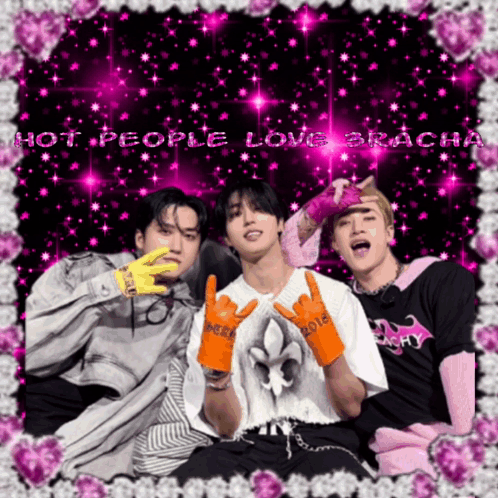 A Picture Of Three People With The Words Hot People Love Bracha Written On The Bottom GIF