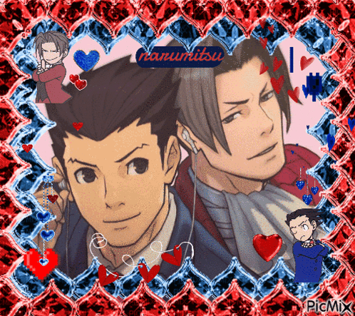 A Picture Of Two Anime Characters With The Name Namumitsu In The Upper Right Corner GIF