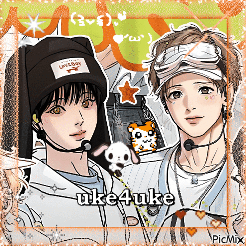 a picture of two anime characters with the name uke4uke