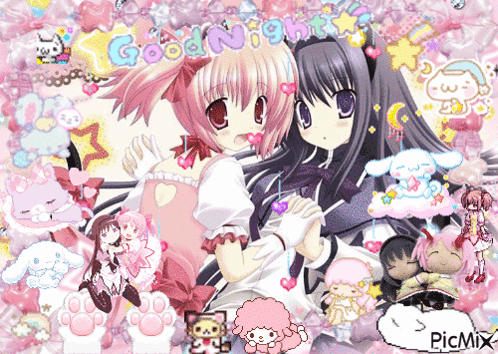 Anime Girls Saying Goodnight GIF