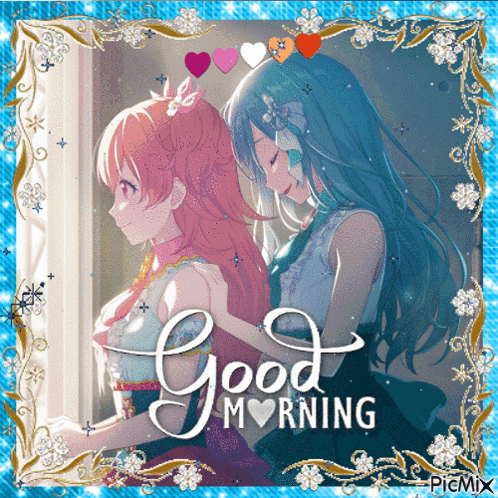 A Picture Of Two Anime Girls With The Words Good Morning GIF