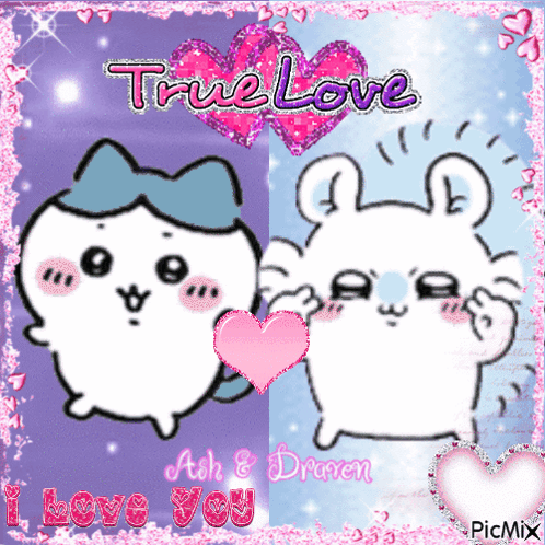 A Picture Of Two Cartoon Characters That Says True Love Ash And Draven GIF