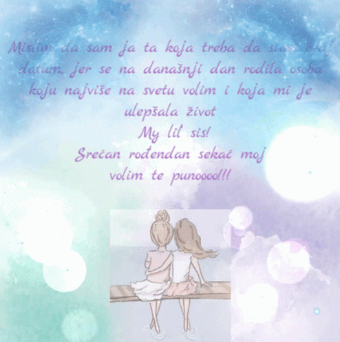 A Picture Of Two Girls Sitting On A Bench With A Quote In Another Language GIF