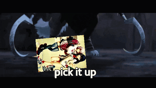 A Picture Of Two Girls With The Words " Pick It Up " Below It GIF