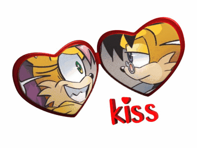 Two Hearts With Kiss Text GIF