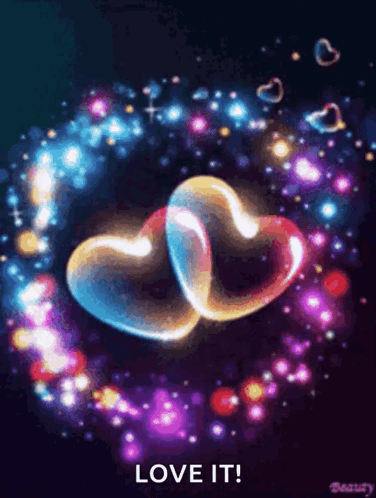A Picture Of Two Hearts With The Words Love It GIF