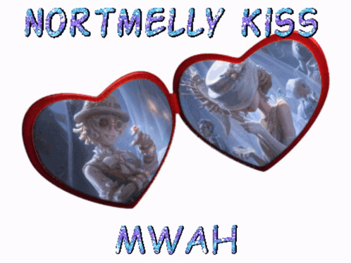 A Picture Of Two Hearts With The Words Northmelly Kiss Written On It GIF