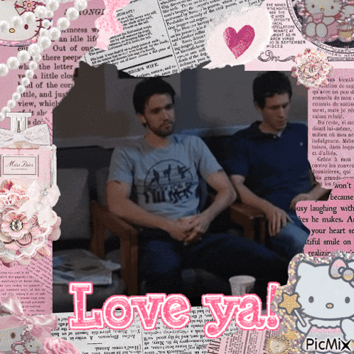 A Picture Of Two Men Sitting In Chairs With The Words Love Ya GIF