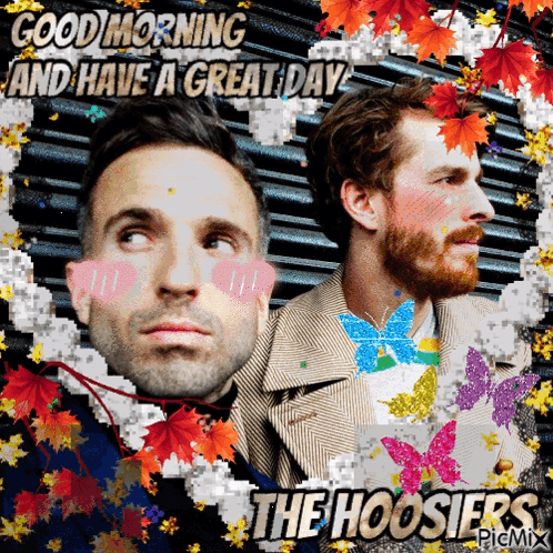 A Picture Of Two Men With The Words Good Morning And Have A Great Day At The Bottom GIF