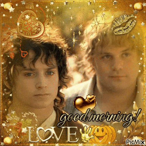 A Picture Of Two Men With The Words Good Morning Love Written On It GIF