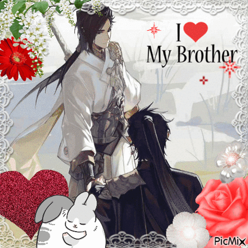 A Picture Of Two Men With The Words " I Love My Brother " GIF