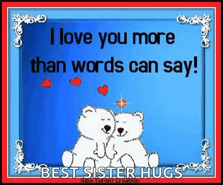 A Picture Of Two Polar Bears Hugging Each Other With The Words `` I Love You More Than Words Can Say '' . GIF