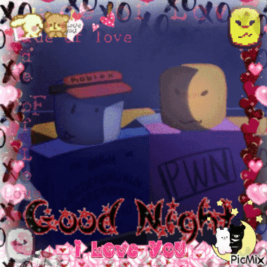 A Picture Of Two Roblox Characters With The Words Good Night I Love You GIF