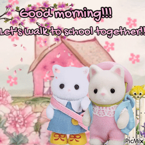 A Picture Of Two Stuffed Animals That Says Good Morning GIF
