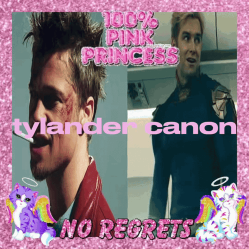 A Picture Of Tylander Canon Is Surrounded By Pink Glitter GIF