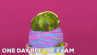 A Picture Of Watermelon Slices With The Words One Day Before Exam Below It GIF