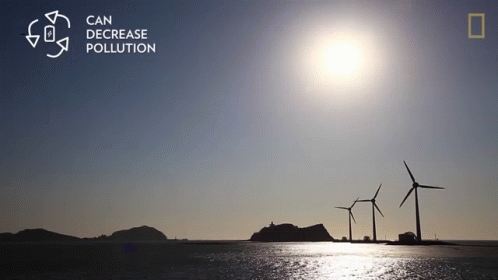 A Picture Of Windmills With The Words Can Decrease Pollution GIF
