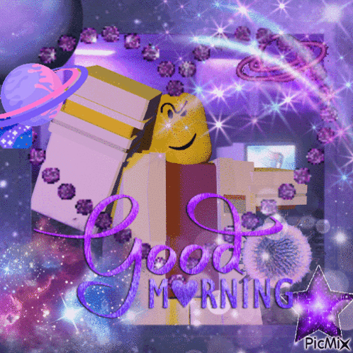 A Picture That Says Good Morning With A Cartoon Character GIF
