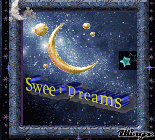 A Picture With A Crescent Moon And The Words Sweet Dreams On It GIF