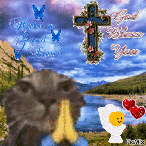 A Picture With A Cross And The Words Have A Good Day On It GIF