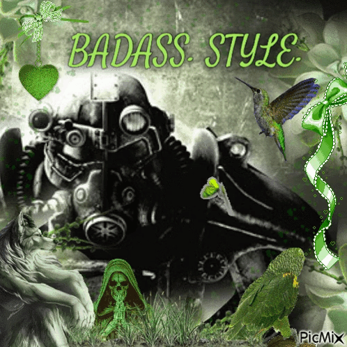 a picture with a gas mask and the words badass style