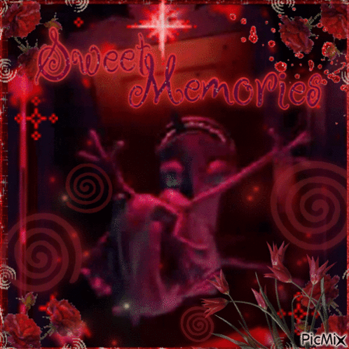 A Picture With The Words Sweet Memories In Red Letters GIF