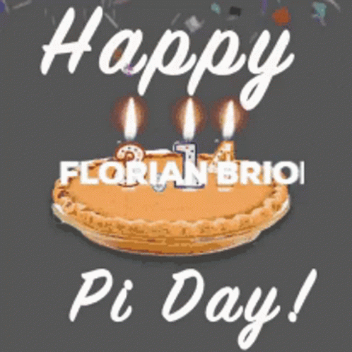 A Pie With Candles And The Words Happy Pi Day GIF