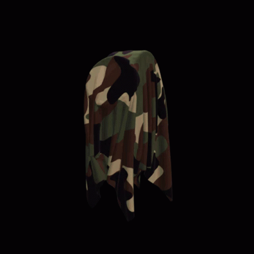 A Piece Of Cloth With A Camouflage Pattern On It On A Black Background GIF