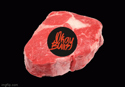 Piece Of Meat With Okay Beef Text GIF