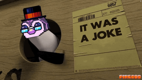 A Piece Of Paper That Says It Was A Joke Next To A Penguin GIF