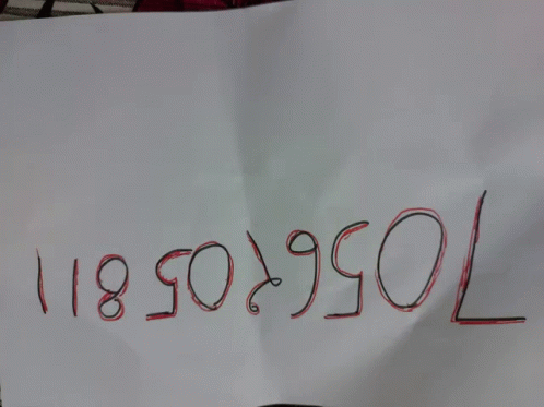 A Piece Of Paper With The Number 75670581 Written In Red GIF