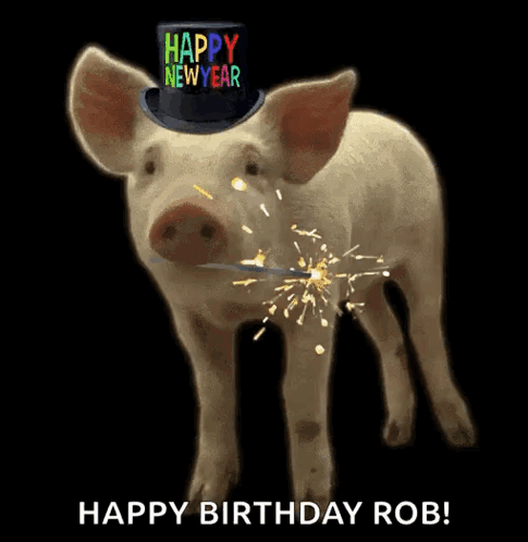 A Pig Wearing A Top Hat And Holding A Sparkler Is Celebrating New Year 'S Eve . GIF