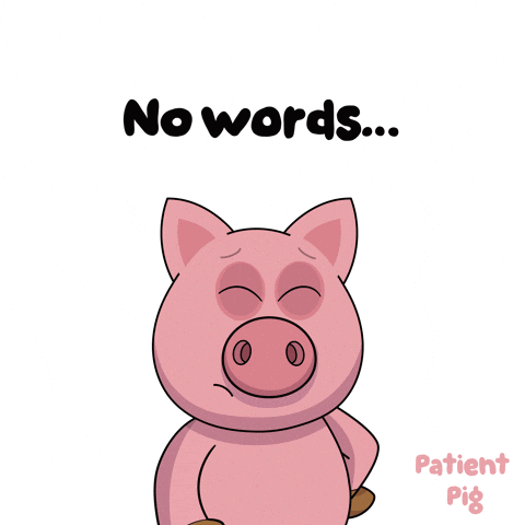 A Pig With Its Eyes Closed And The Words " No Words " Below It GIF