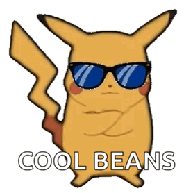 A Pikachu Wearing Sunglasses Says Cool Beans On The Bottom GIF
