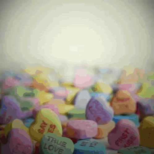 Heart Shaped Candy With True Love Text GIF
