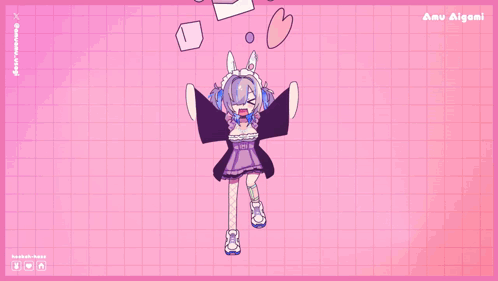 A Pile Of Pink Hearts With A Bunny Sitting On Top Of It GIF