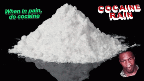 A Pile Of White Powder With The Words " When In Pain Do Cocaine " On It GIF