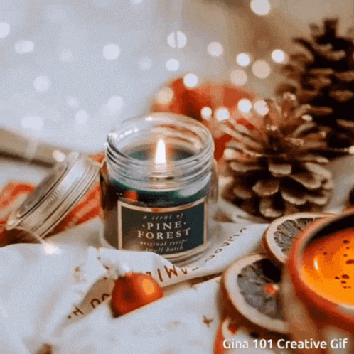A Pine Forest Scented Candle In A Jar GIF