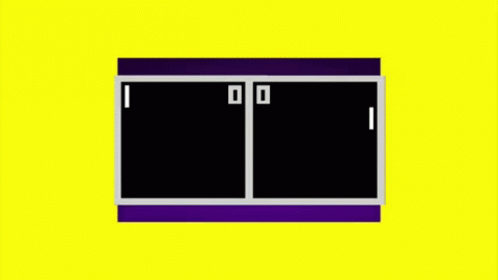 A Ping Pong Game Is Being Played On A Yellow And Purple Screen . GIF