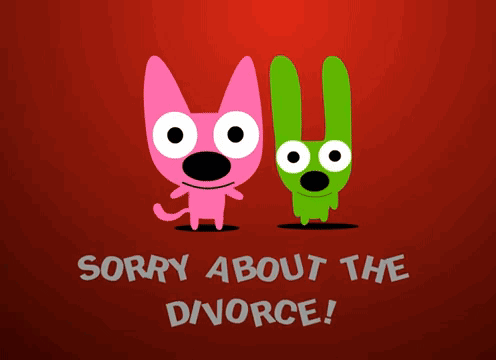 A Pink And A Green Cartoon Character Are Standing Next To Each Other GIF