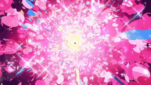 A Pink And Blue Background With A Yellow Center GIF