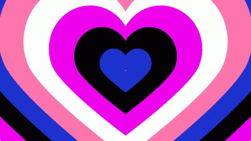 A Pink And Blue Heart With A Black Heart In The Middle GIF