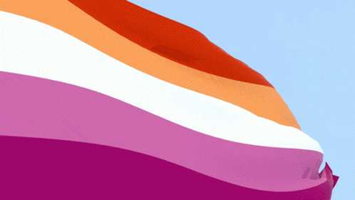 A Pink And Orange Flag With A Blue Background GIF